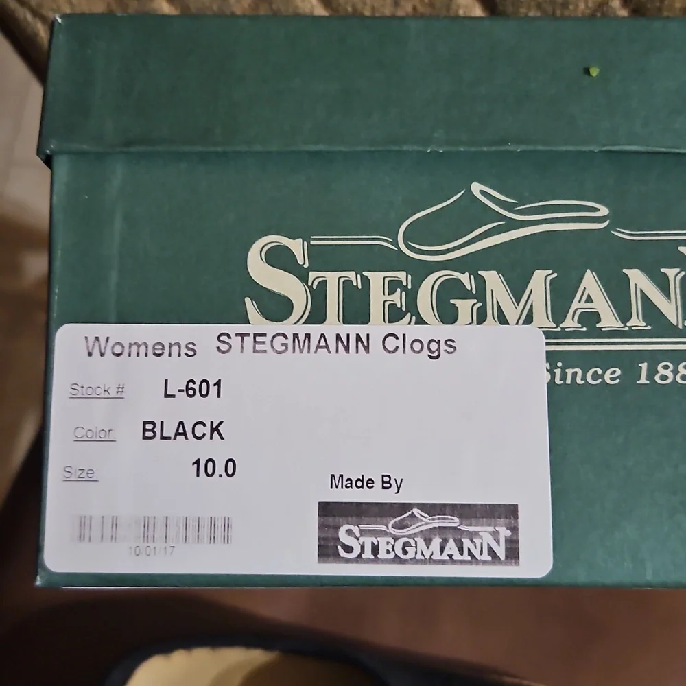 Stegmann Black Leather Slip On Mules Clogs Shoes New - Picture 6 of 6